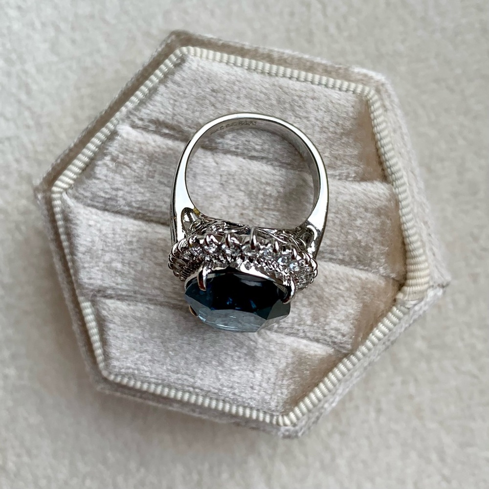 4.00 CT Genuine Sapphire Diamond Halo Crown Ring - Picture 13 of 14